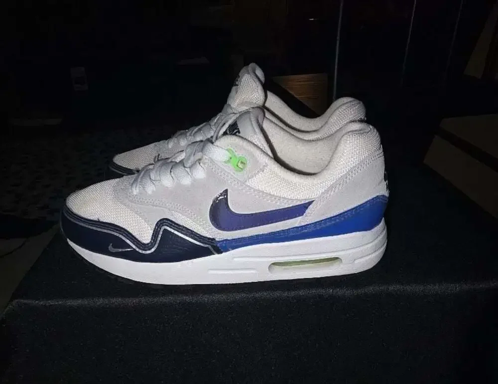 Nike Air Max 1 GS Obsidian Royal Outlines Summit White HF7814-100 Youth Size 5Y